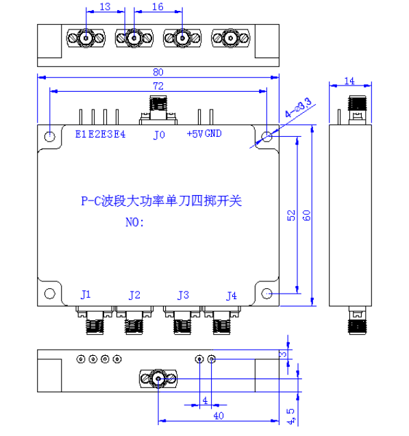 P-S Band High-Power SP4T Switch